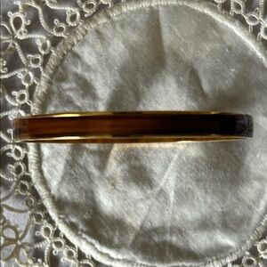 Source Unknown Amber Tortoiseshell and Gold Tone Solid Bracelet